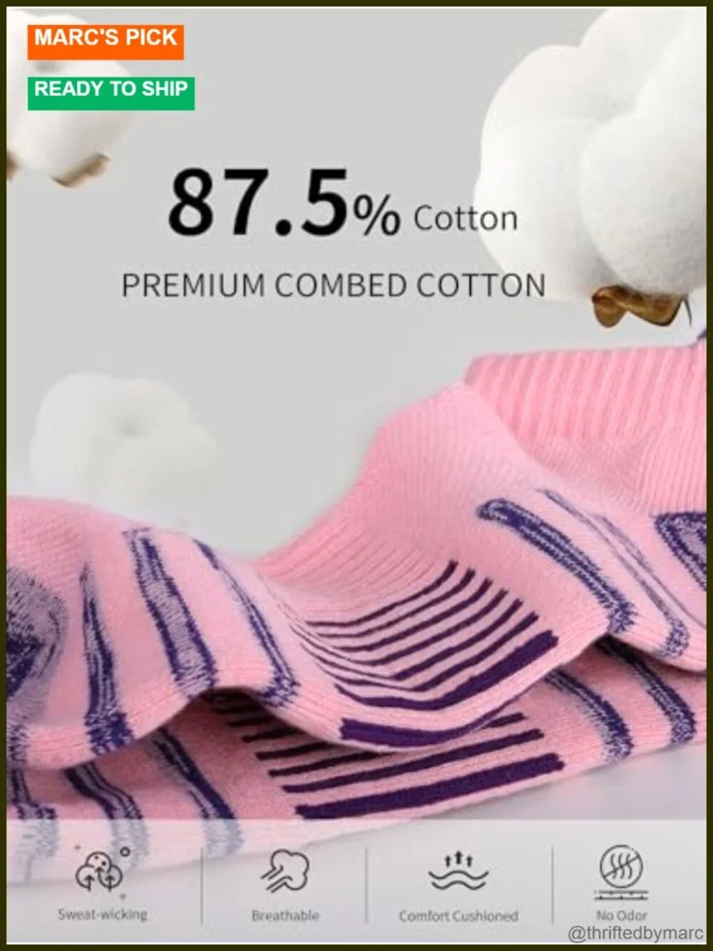 Athletic Running Ankle Cotton Socks, Low Cut Cushioned Anti-Blister Tab Sports